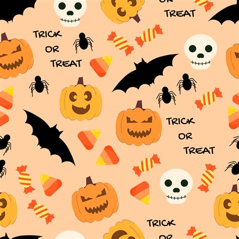 Cute halloween seamless pattern for spooky October and trick or treat ...