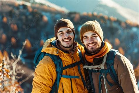 Focus A Two Cute Gay Happy Face And Looking At Camera On The Center With Hold A Baby With Blur