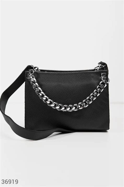 Черная сумка с крупной цепью (арт. 36919) ♡ интернет-магазин Gepur