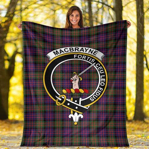 Scottish Macbrayne Clan Crest Tartan Blanket