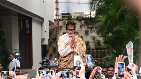 Amitabh Bachchan Celebrating 82nd Birthday Greets Fans With Folded