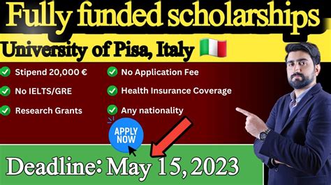 Fully Funded University Of PISA Masters Scholarships In Italy Study