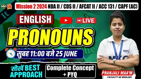 Nda Cds Capf Afcat Acc English Live Pronoun For Nda Acc