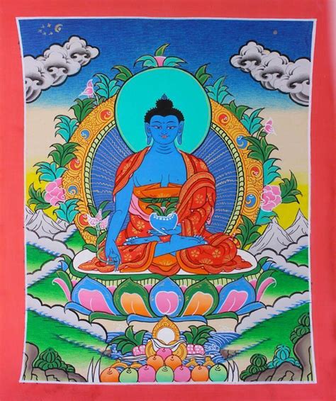 Hand Painted Tibetan Medicine Buddha Thangka Dharmashop