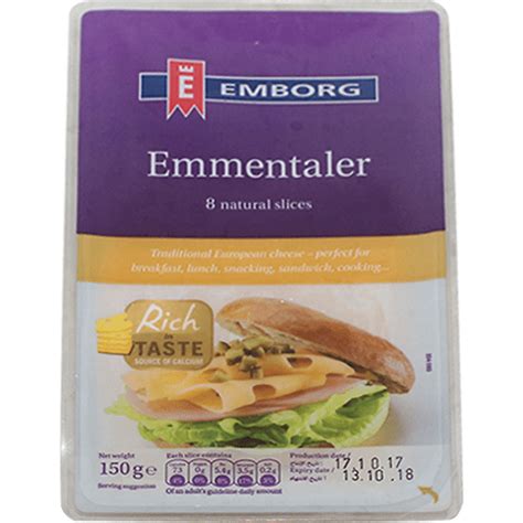 Emborg Emmental Sliced Cheese 150gr Cheese Walter Mart