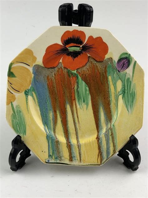 Clarice Cliff Delecia Poppy Small Octagonal Plate 145cm Art Deco