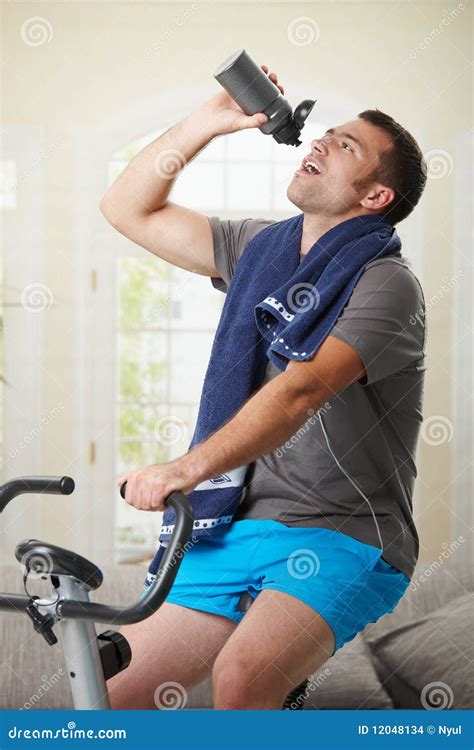 Man Drinking Water During Exercise Stock Photo Image Of Leisure