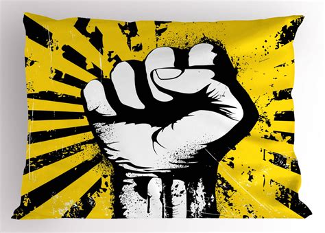 Urban Graffiti Pillow Sham Clenched Fist Held High On Radial Beam