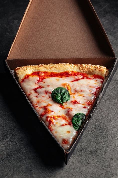 Take Away Box With Slice Of Giant Margherita Pizza Stock Image Image