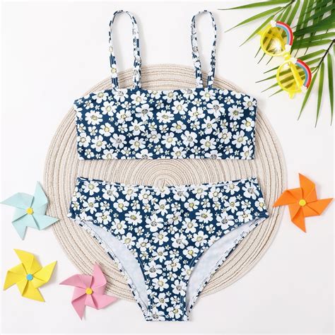 URMAGIC Big Girls Floral Spaghetti Strap Two Pieces Bikini Set Tankini Swimsuit Walmart