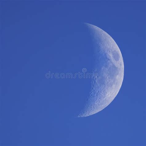 Waxing Crescent Moon Blue Sky Stock Photo Image Of Space Moon 150038302