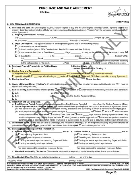 Free Georgia Residential Purchase Agreement | PDF & Word