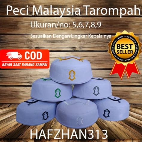 Jual Peci Kopiah Malaysia Terompah Peci Kopiah Putih Haji Peci Kopiah