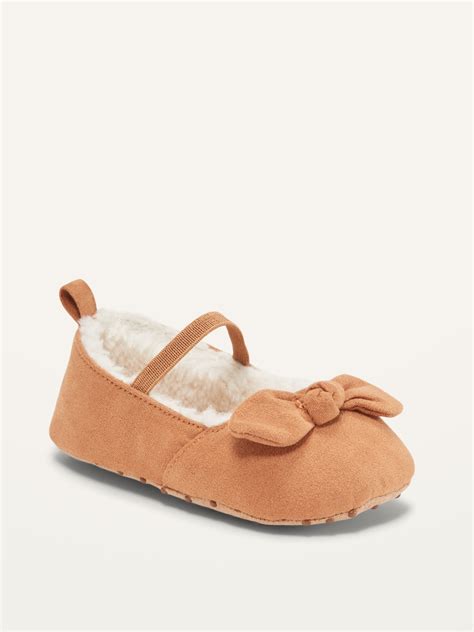 Faux Suede Sherpa Lined Bow Tie Ballet Flats For Baby Old Navy