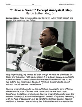 Martin Luther King, Jr. "I Have a Dream" Speech Analysis & Map / Black ...