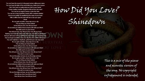 Shinedown How Did You Love Tawmis Mix Piano And Acoustic Youtube