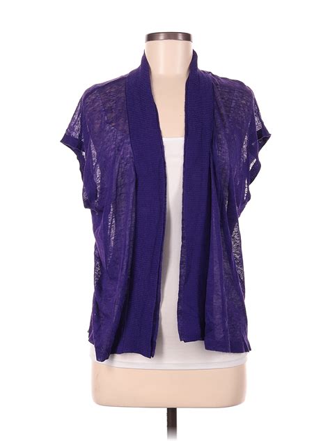 Calvin Klein Color Block Solid Purple Cardigan Size M 73 Off Thredup