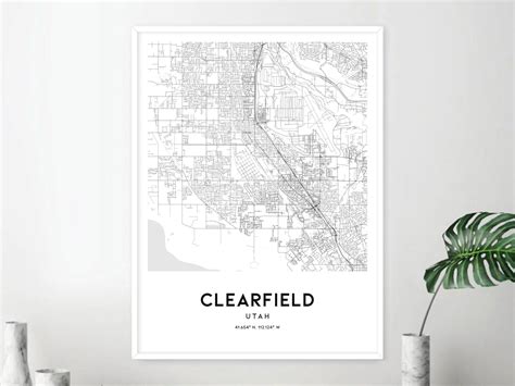 Clearfield Map Print Clearfield Map Poster Wall Art Ut City Map Utah