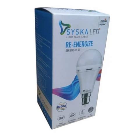 9W Syska Re Energize SSK EMB 09 01 Rechargeable LED Bulb 840 Lm Cool