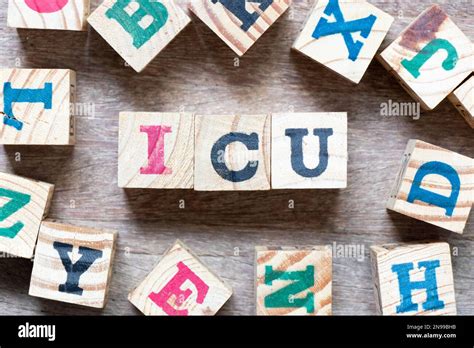 Alphabet Letter Block In Word Icu Abbreviation Of Intensive Care Unit