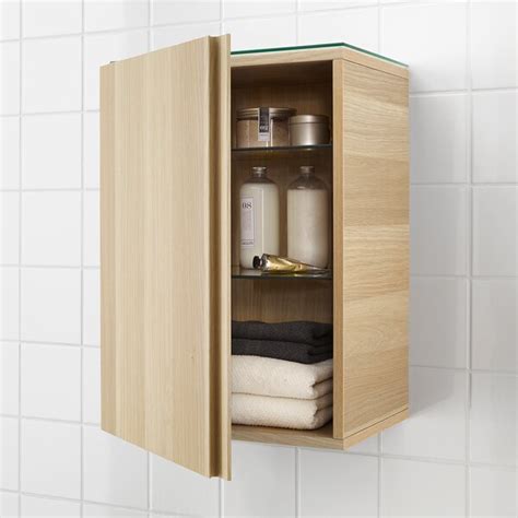 Godmorgon Wall Cabinet With 1 Door White Stained Oak Effect 40x32x58 Cm Ikea