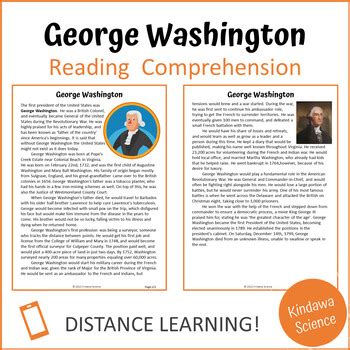 George Washington Reading Comprehension Passage And Questions Google