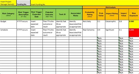excel risk log