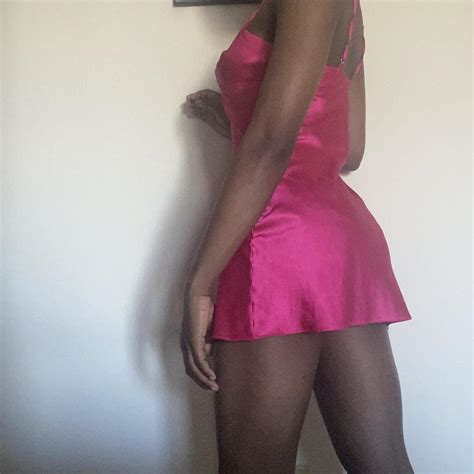 Hot Pink Vs Silk Slip Dress Size Xs M Okay Depop