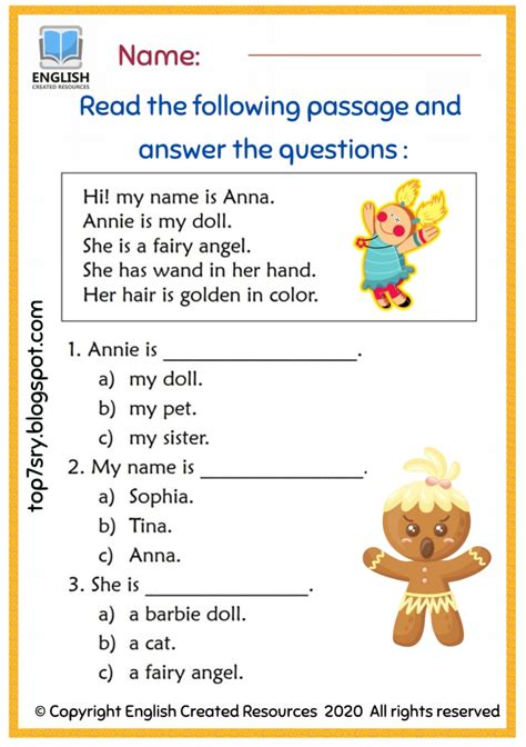 Reading Comprehension Grade 1 - English Created Resources