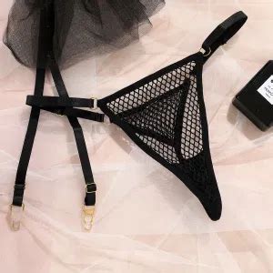 Fishnet Underwear See Through T Back Pants Hollow Out Lingerie Set Erotic Womens Bikini Suit