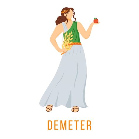 Demeter flat vector illustration. Ancient Greek deity. Goddess of