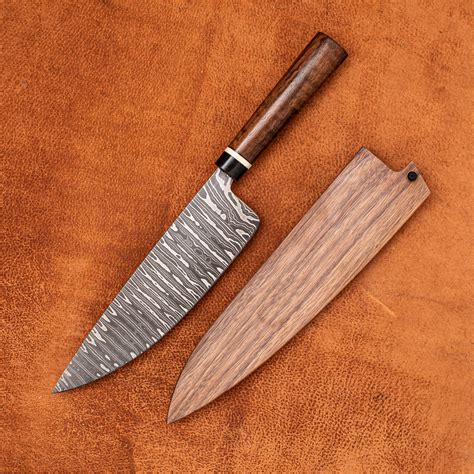 Large Kitchen Knife Twisted Damascus Owen Bush Bushfire Forge