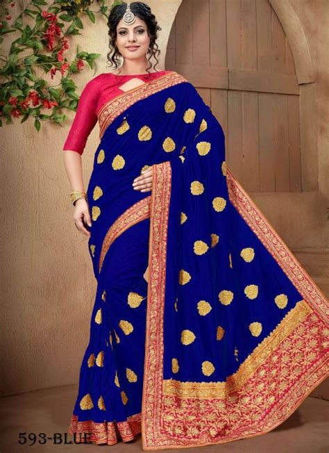 Buy VICHITRA SILK SAREE At RM 62 Online From Stalktobuy Sarees 593 BLUE