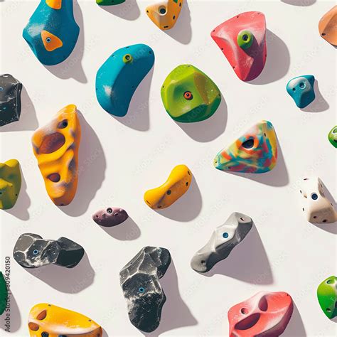 This Graphic Features Various Climbing Holds Depicted On A Clean White