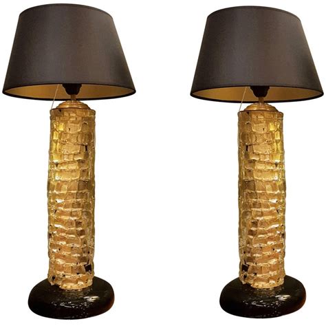 Pair Of Mid Century Modern Gold Murano Glass Lamps For Sale At 1stdibs