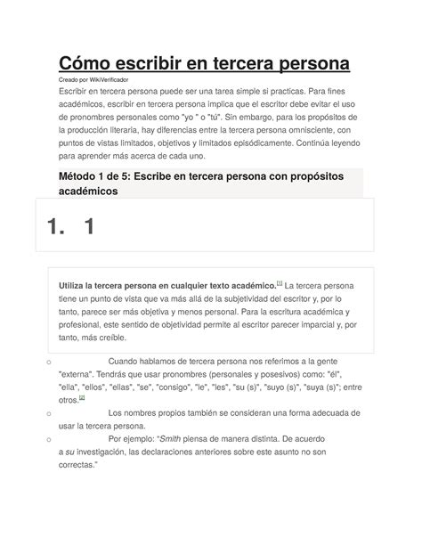 Como Escribir En Tercera Persona C Mo Escribir En Tercera Persona