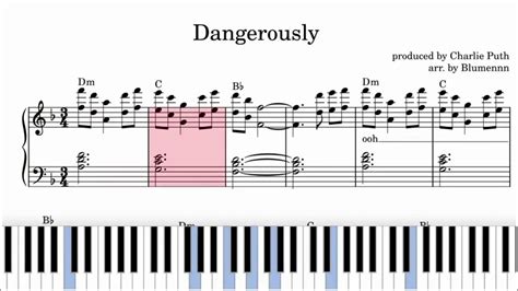 Charlie Puth Dangerously Piano Sheet 피아노 악보 Youtube