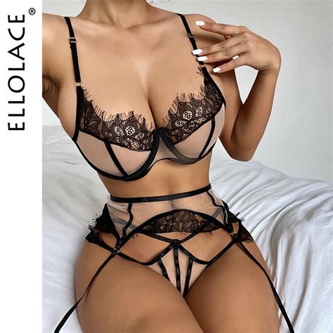 Ellolace Sexy Sensual Lingerie Piece Transparent Patchwork Lace