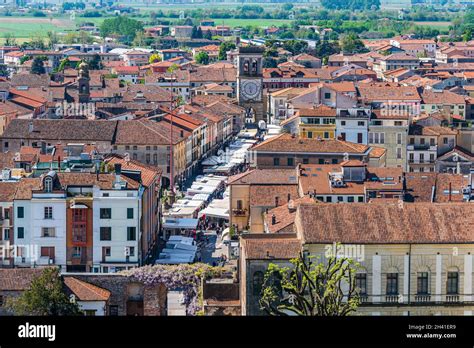 Aerial view of the village of Este Stock Photo - Alamy