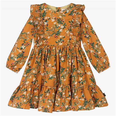 Molo Girls Yellow Cotton Dress Childrensalon