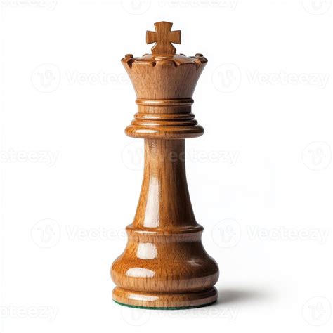 wooden chess queen piece  white background  stock photo