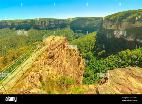 Panorama Over Pulpit Rock Lookout Famous Landmark In Blue Mountains