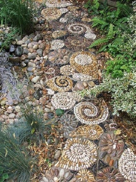 Diy Spiral Rock Pebble Mosaic Path I Wish To Have Rock Garden Diy