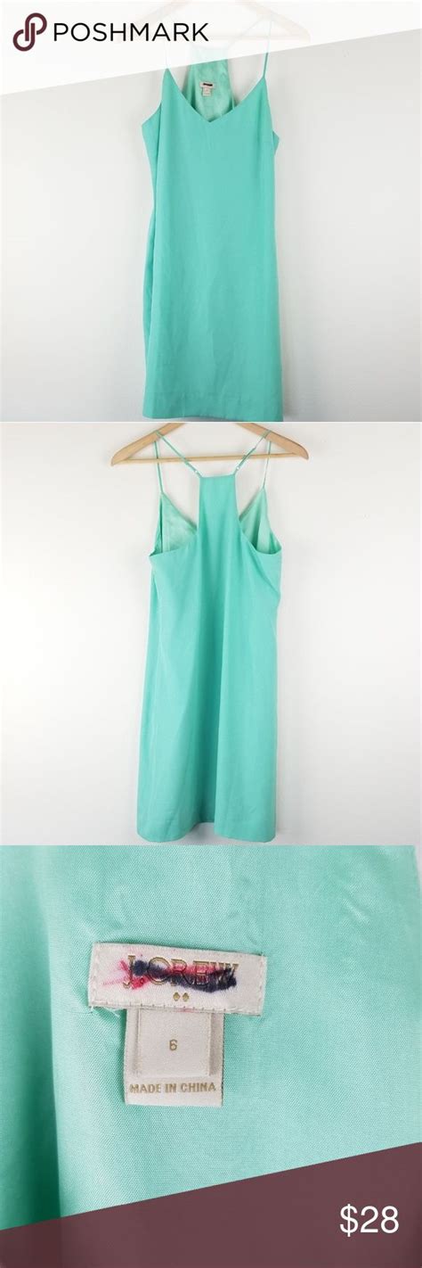 J Crew Factory Slip On Dress Sz 6 Mini Green Jcrew Factory Dresses