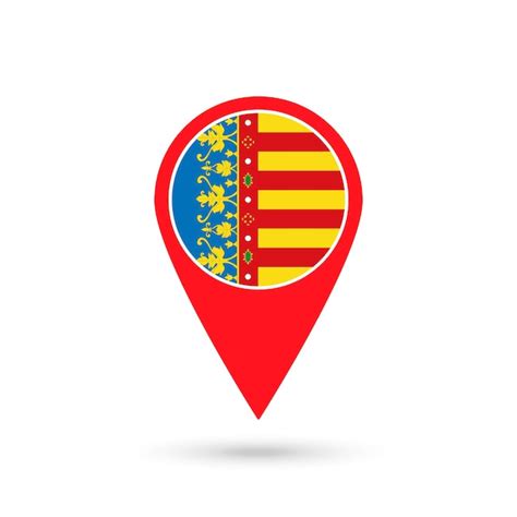 Puntero Del Mapa Con La Bandera De La Comunidad Valenciana Comunidad