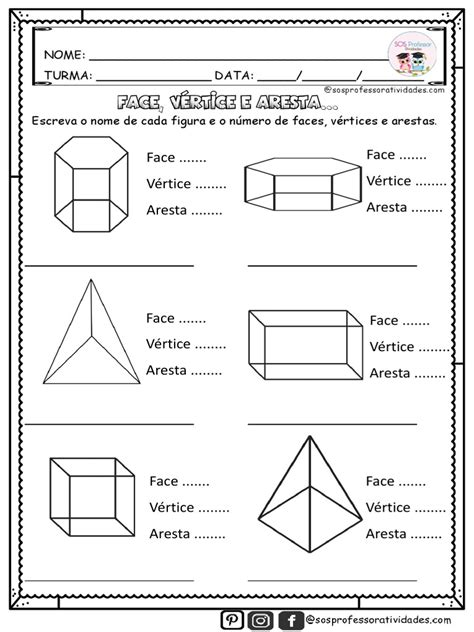 Atividades Sobre Faces Vertices E Arestas 4o Ano - Face-vertice-e-aresta@sosprofessoratividades | PDF
