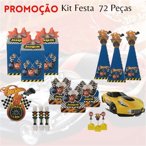 kit Festa Hot Wheels 72 Lembrancinhas Personalizadas para Aniversário