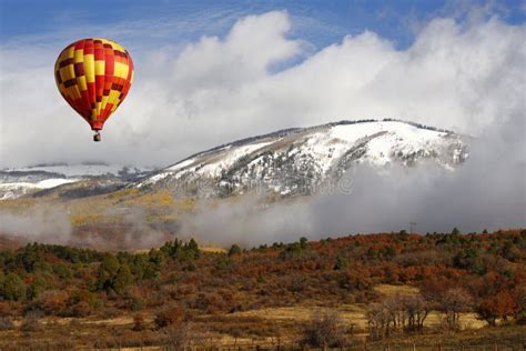 Hot Air Balloon Over Smokey Mountains In The Fall Stock Photo Image