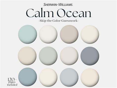 sherwin williams color palette calm ocean  sherwin etsy