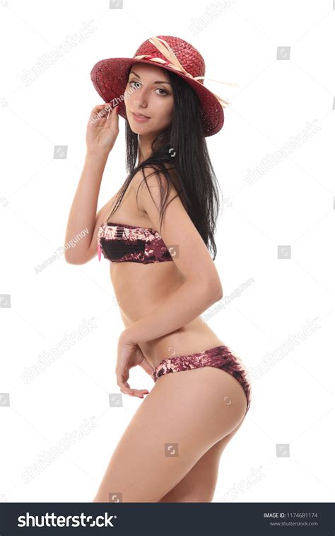 Girl Bikini Posing Against White Background Stock Photo Shutterstock